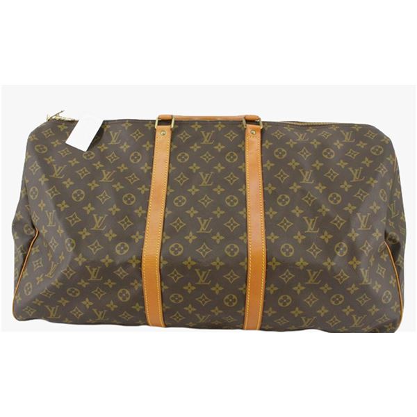 Louis Vuitton Brown Monogram Canvas Leather Keepall 50 cm Duffle Bag Luggage