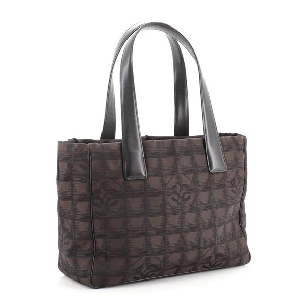 Chanel Travel Line Tote Nylon Small Black, Brown