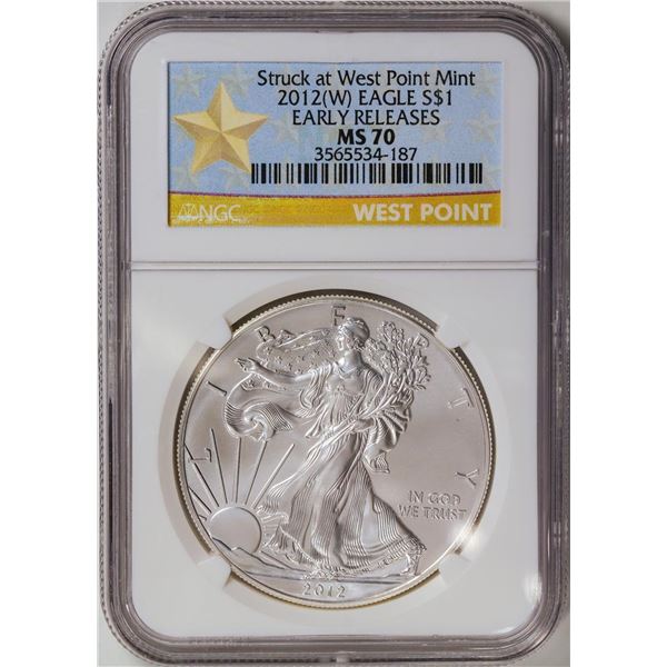 2012-W American Silver Eagle .999 Fine Silver Dollar Coin NGC MS70