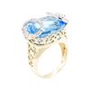 Image 4 : 20.85 ctw Blue Topaz And Diamond Ring - 14KT Yellow Gold
