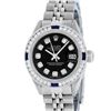 Image 2 : Rolex Ladies Stainless Steel Black Diamond & Channel Sapphire Datejust Wristwatc