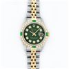 Image 2 : Rolex Ladies 2 Tone Green Diamond & Emerald Datejust Wristwatch
