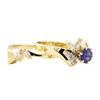 Image 2 : 1.24 ctw Blue Sapphire And Diamond Ring And Band - 14KT Yellow Gold