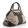 Image 1 : Gucci Brown Diamante Canvas Leather Catherine Top Handle Shoulder Bag