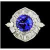 Image 2 : 9.95 ctw Round Brilliant Tanzanite And Marquise Shaped Cut Diamond Ring - 18KT W