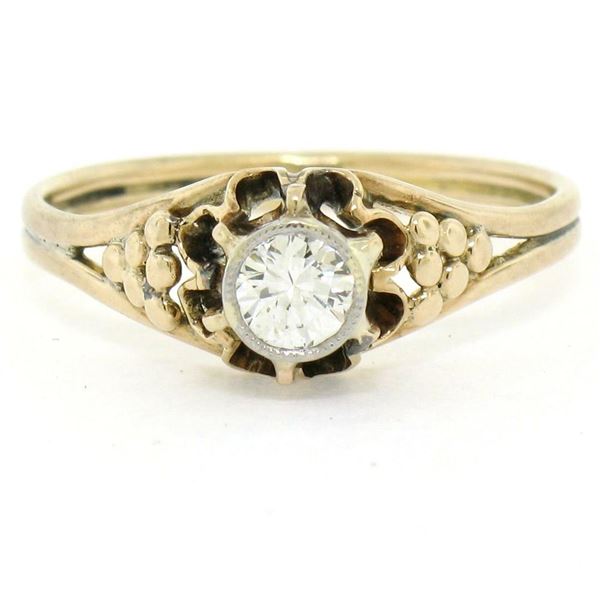 Antique 14k Yellow and White Gold 0.30 ctw Diamond Solitaire Ring
