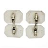 Image 2 : Antique Art Deco 14k White Gold Etched Dual Panel Cuff Links