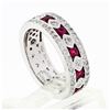 Image 9 : 18k White Gold 1.50 ctw Pave Round Brilliant Diamond & Blood Red Ruby Band Ring
