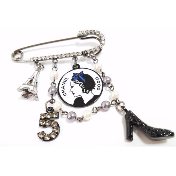 Chanel Dark Silver-tone Mademoiselle Safety Pin