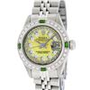 Image 2 : Rolex Ladies Stainless Steel Yellow MOP Emerald & Diamond Datejust Wristwatch
