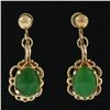 Image 2 : Vintage 14k Yellow Gold Oval Green Jade Non Pierced Earrings