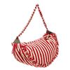 Image 3 : Chanel Red White Stripe Canvas Half Moon Shoulder Bag