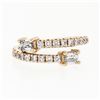 Image 4 : New 14k Rose Gold Emerald Cut & Round Diamond Moi et Toi Bypass Stack Band Ring