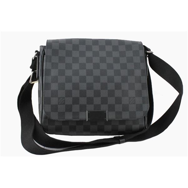 Louis Vuitton Damier Graphite Canvas Leather District PM Messenger Bag