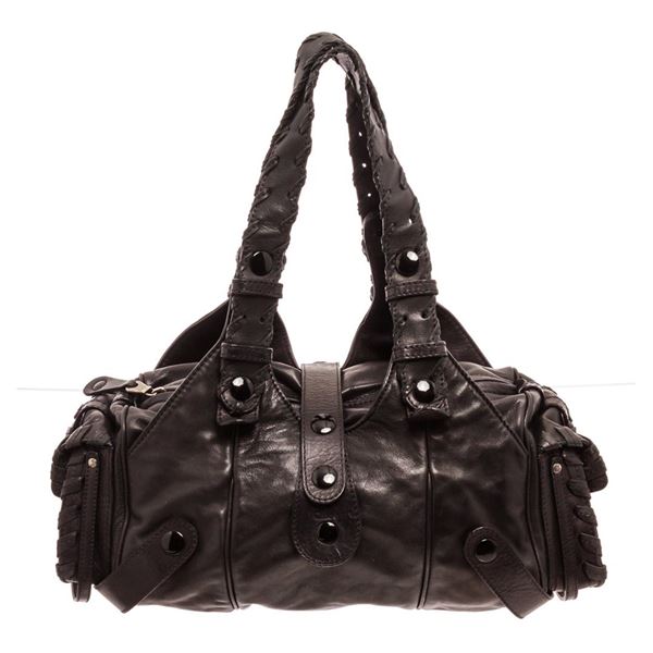 Chloe Black Leather Python Silverado Shoulder Bag