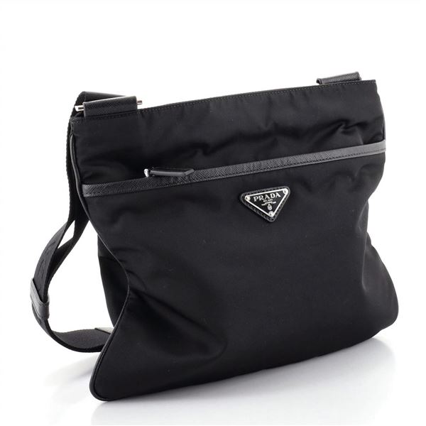 Prada Front Zip Messenger Bag Tessuto Medium