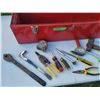 Image 2 : Large Red Metal Toolbox with Assorted Hand Tools