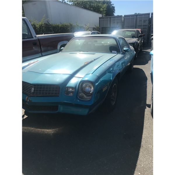 *TOW* 1980 CHEVROLET CAMARO BERLINETTA, 2 DR COUPE, BLUE, VIN   1S87HAL549954