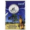 Image 1 : 2007 Australia 1oz Frosted Uncirculated Kangaroo in Colour Card. Extremely low mintage of 8598! (Tax