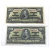 Image 1 : 2x BC-25b 1937 Canada $20 Gordon-Towers. Includes SN: C/E8010770, & D/E3065548. 2pcs.