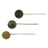 Image 1 : Lot of 3x Coin Straight Pins. Includes 1907 USA Dime with Sculpted Face, 1844 GB Half Farthing, and 