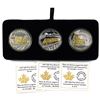 Image 1 : 3x 2017 $20 Locomotives Across Canada Fine Silver Coins With Selective Gold Plating. 3pcs. (Tax Exem