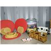 Image 8 : CHICKENS, COWS & ROOSTER Decorations c/w LARGE TIN Incl/s: Large Assortment of culinary content.