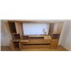 Image 2 : KING SIZED HEAD BOARD WITH POWER OULETS AND PLENTY OF STORAGE. OAK W/ OAK VENEER 120 1/2" X 16" X 7