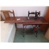 Image 1 : RELIANCE' TREADLE SEWING MACHINE IN CABINET.**SEE PHOTOS-EXCELLENT CONDITION-**