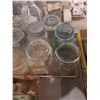 Image 3 : TWO FLATS OF GLASS BOTTLES AND JARS - VARIOUS SIZES AND COLOURS