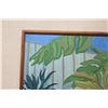 Image 5 : Large 37x49 Framed Original Painting on Canvas: Tropical Foliage, Signed by Artist Keaulani Kea '79