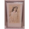 Image 1 : Framed Art - Sketch of a Young Girl w/ Haku Lei, Signed by Artist Stickney 21x 35