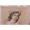 Image 4 : Framed Art - Sketch of a Young Girl w/ Haku Lei, Signed by Artist Stickney 21x 35