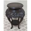 Image 1 : Round Wooden Dark Stand w/ Curved Legs, 15" Top Dia, 31"H