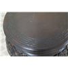 Image 4 : Round Wooden Dark Stand w/ Curved Legs, 15" Top Dia, 31"H