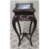 Image 1 : Tall Dark Carved Stand w/ Natural Stone Top 11" x 11" x 35"H