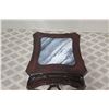 Image 2 : Tall Dark Carved Stand w/ Natural Stone Top 11" x 11" x 35"H