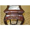 Image 4 : Tall Dark Carved Stand w/ Natural Stone Top 11" x 11" x 35"H