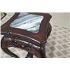 Image 8 : Tall Dark Carved Stand w/ Natural Stone Top 11" x 11" x 35"H