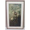 Image 1 : Framed Painting on Wood Panel - White Flowers 22.5 x 37