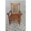 Image 1 : Koa Wood Rocking  Chair w/ Slatted Back, "Sasaki" Label Underneath, Approx. 35" H