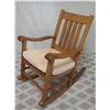 Image 2 : Koa Wood Rocking  Chair w/ Slatted Back, "Sasaki" Label Underneath, Approx. 35" H
