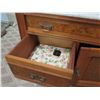 Image 8 : Wooden 3-Drawer Chest w/ Cabinet & Stone Top (may have termite damage) Approx. 31"W x 16"D