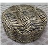 Image 1 : Round Abstract Print Upholstered Table/Ottoman Approx. 35" Dia.