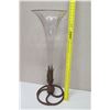 Image 2 : Very Tall  37" Glass & Metal Design Art Deco Cone Vase