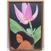 Image 1 : Framed Pegge Hopper Giclee on Canvas, Signed, 28 of 195, Hawaiian Girl & Flower, Approx. 26x38