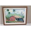 Image 2 : Framed Original Painting on Canvas, Old Hawaiian Home, Signed Okubo? 77 (29.5" x 23.5")