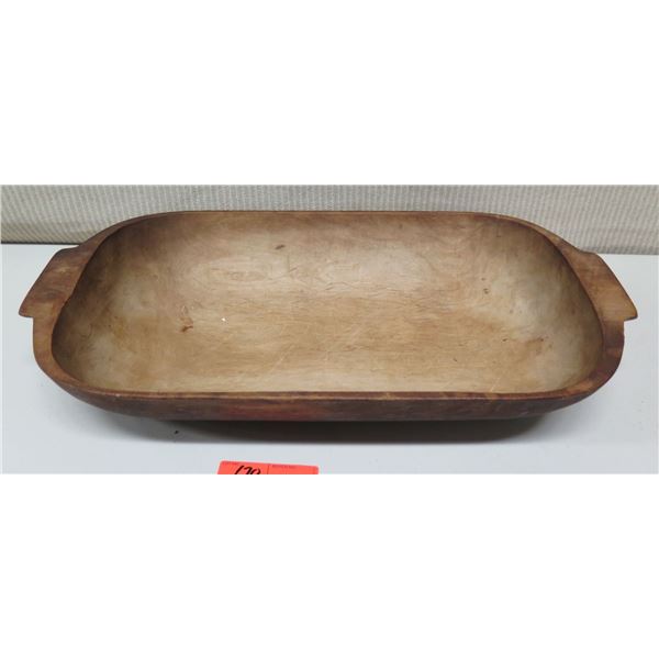 Vintage Wooden Tray with Handles 22" x 11.5" x 4"H