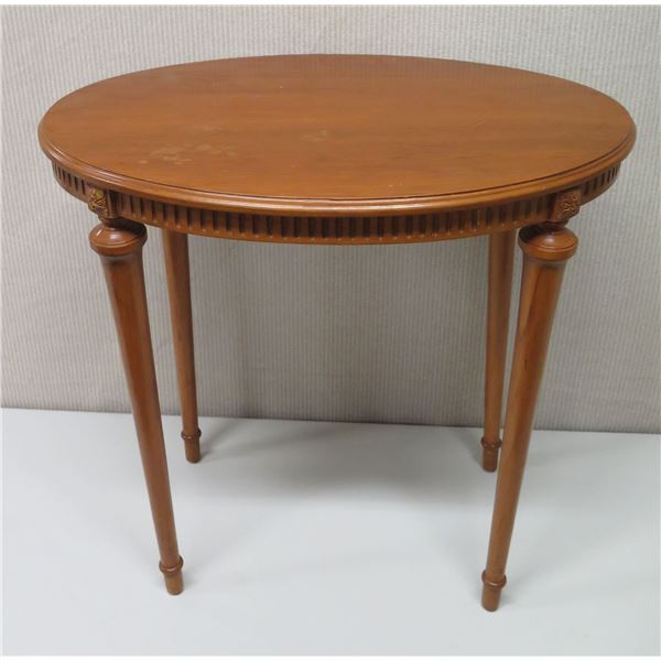 Oval Wooden Table w/ Tapered Legs (some surface damage) 30" x 20" x 28.5"H