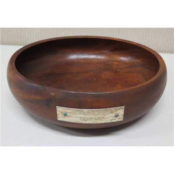Round Wooden Bowl w/ Plaque "English Pleasure Under 15.2", Approx. 9.5" Dia, 3"H